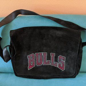 Chicago Bulls black suede messenger bag